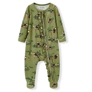 Milkbarn Cotton Stretch Ruffle Footed Romper Toucan 3-6 mos NWT 2 way zip